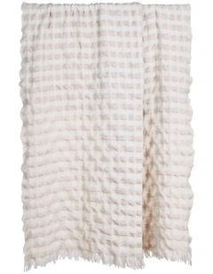 Amalfi Ridge Waffle Throw Ivory 170x130x1cm
