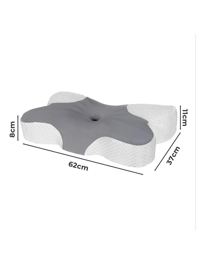 DreamZ Memory Foam Pillow Butterfly Contour Neck Support Side Sleepers Grey image 2