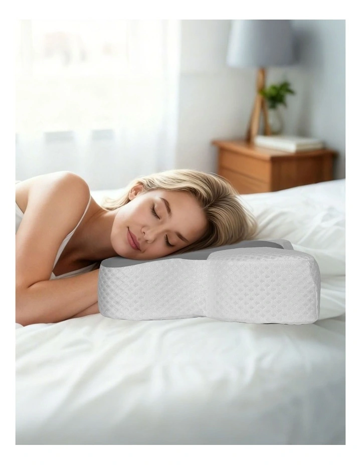 DreamZ Memory Foam Pillow Butterfly Contour Neck Support Side Sleepers Grey image 6