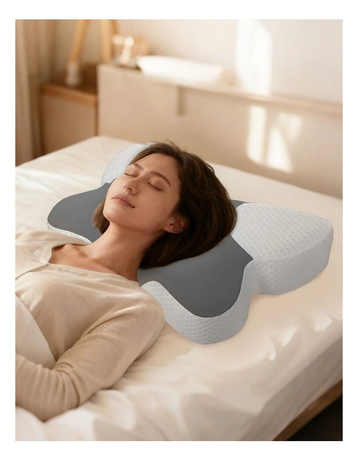 DreamZ Memory Foam Pillow Butterfly Contour Neck Support Side Sleepers Grey image 7