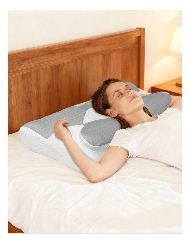 DreamZ Cervical Pillow Memory Foam Ergonomic Cooling Neck Pain Relief Grey image 6
