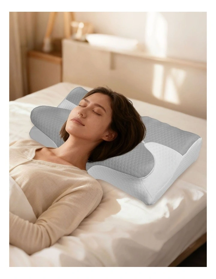 DreamZ Cervical Pillow Memory Foam Ergonomic Cooling Neck Pain Relief Grey image 7