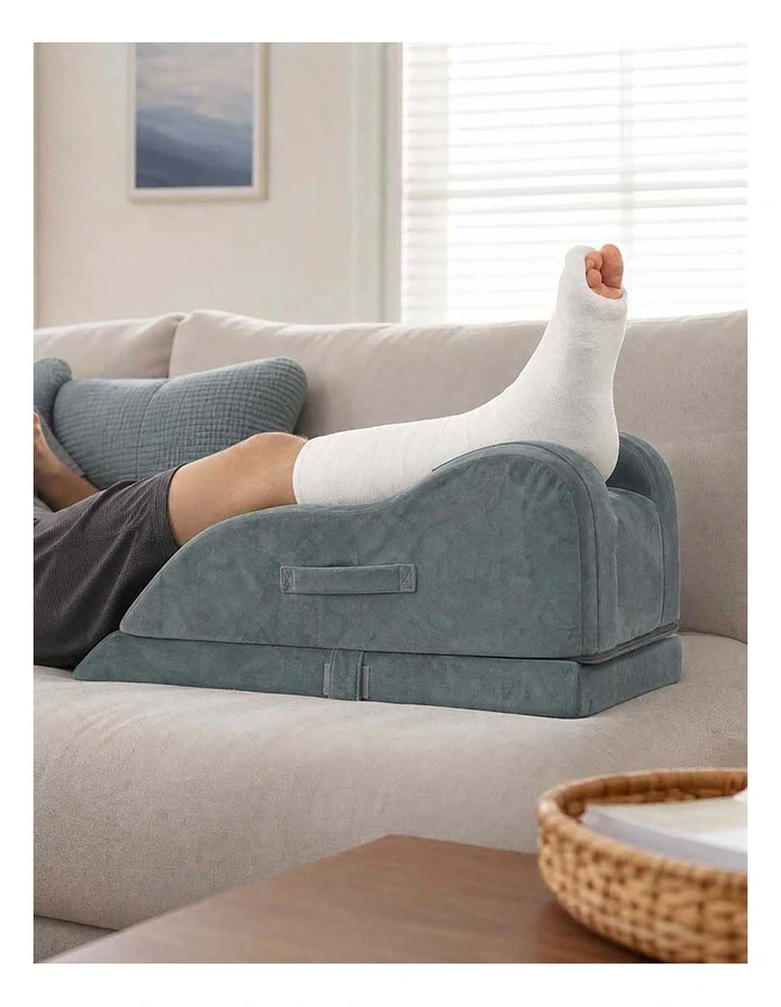 DreamZ Leg Elevation Pillow After Surgery Gel Memory Foam Single Leg Grey image 6