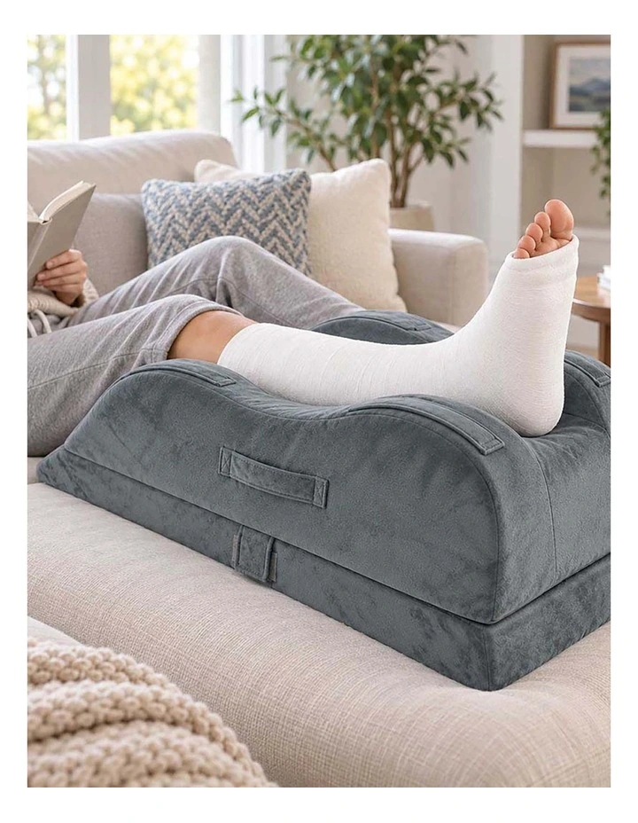 DreamZ Leg Elevation Pillow After Surgery Gel Memory Foam Single Leg Grey image 7