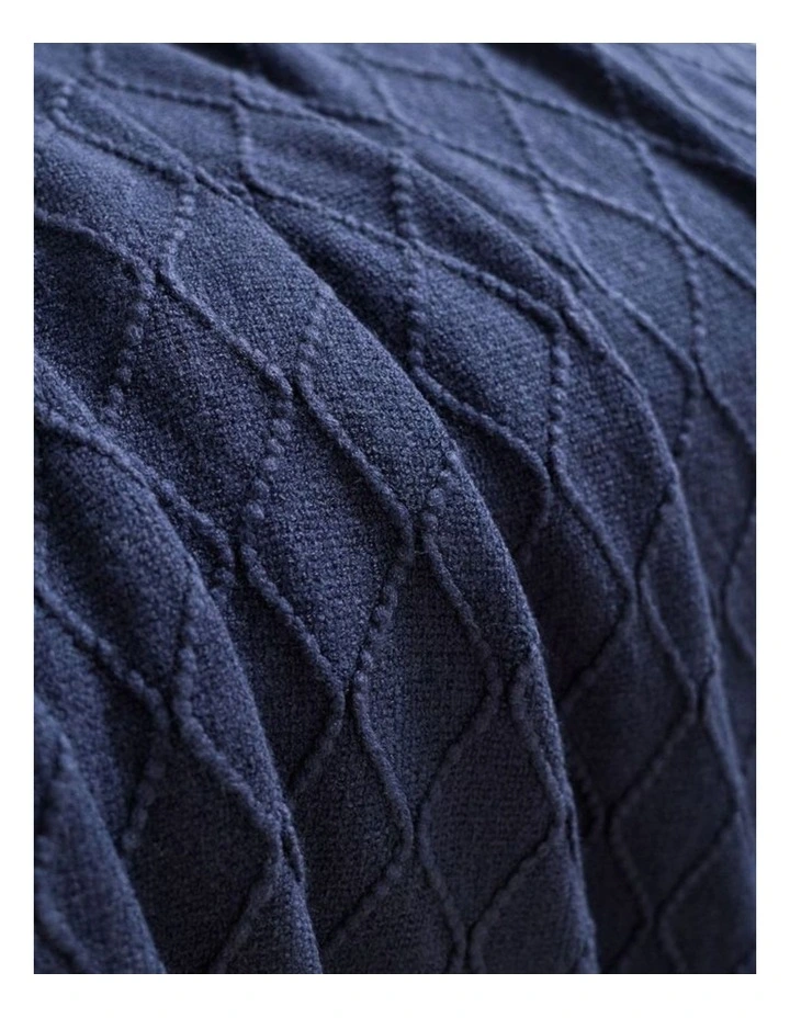 GIOIA CASA Micro Plush Diamond Knitted Throw in Navy Blue image 2