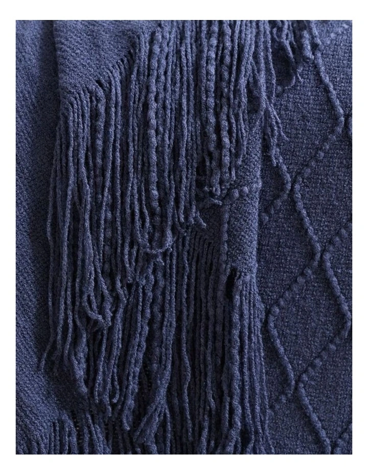 GIOIA CASA Micro Plush Diamond Knitted Throw in Navy Blue image 3