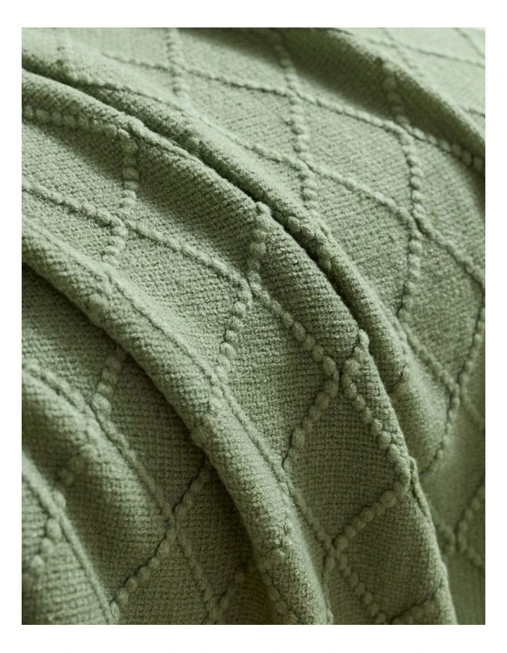 GIOIA CASA Micro Plush Diamond Knitted Throw in Sage image 2