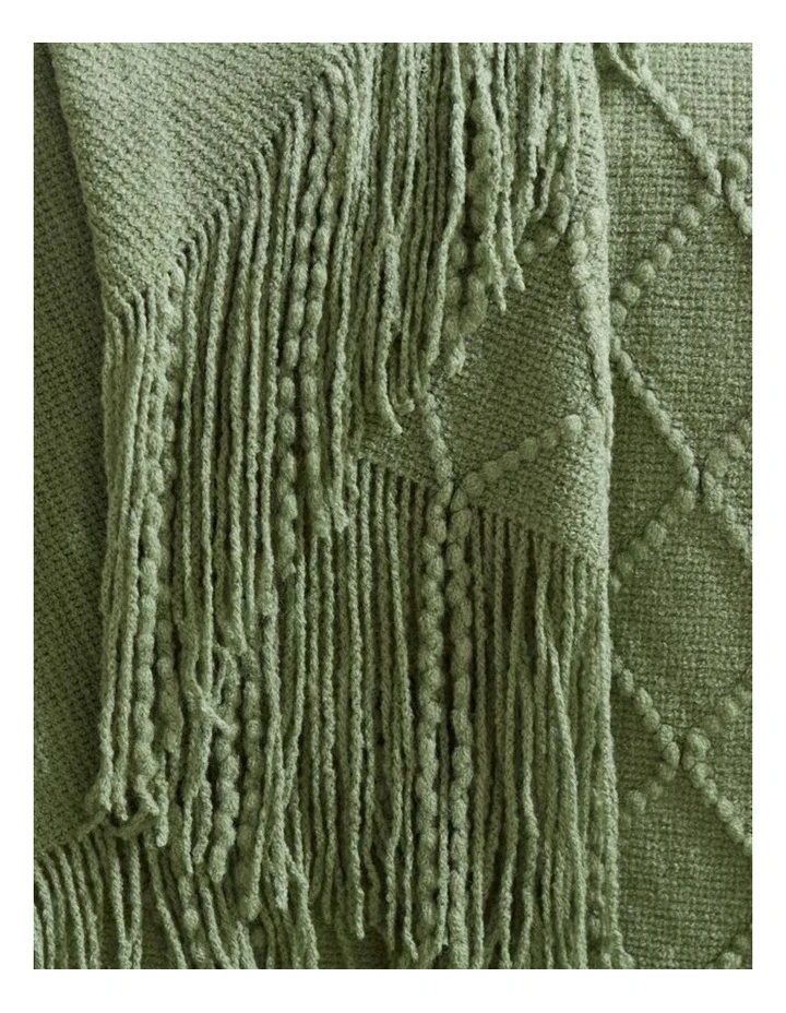 GIOIA CASA Micro Plush Diamond Knitted Throw in Sage image 3