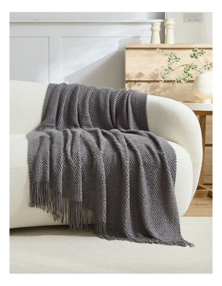 GIOIA CASA Micro Plush Knitted Woven Throw in Grey image 1