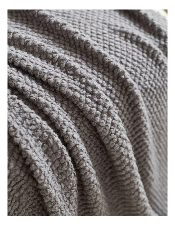 GIOIA CASA Micro Plush Knitted Woven Throw in Grey image 2