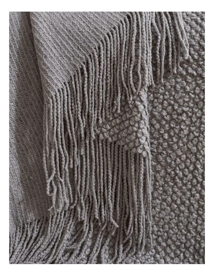 GIOIA CASA Micro Plush Knitted Woven Throw in Grey image 3