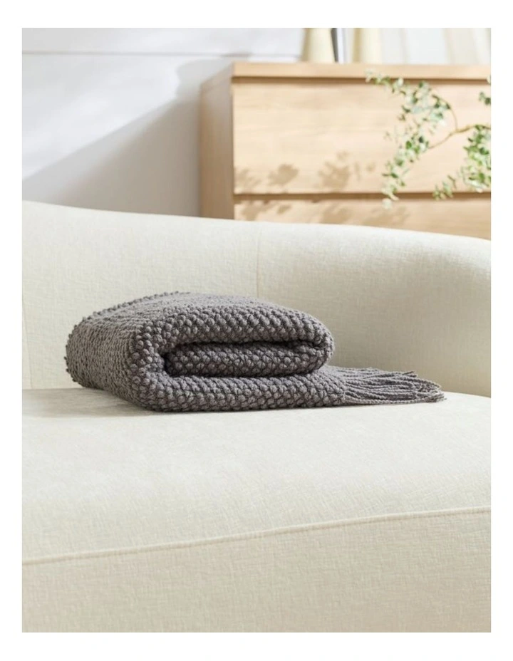 GIOIA CASA Micro Plush Knitted Woven Throw in Grey image 4