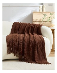GIOIA CASA Micro Plush Knitted Woven Throw in Brown