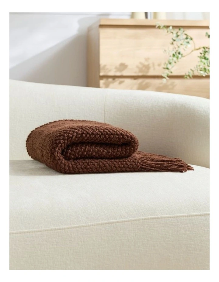 GIOIA CASA Micro Plush Knitted Woven Throw in Brown image 4