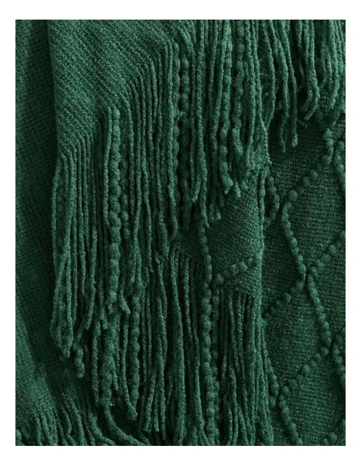 GIOIA CASA Micro Plush Diamond Knitted Throw in Forest Green image 3