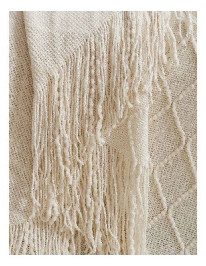 GIOIA CASA Micro Plush Diamond Knitted Throw in Snow image 3