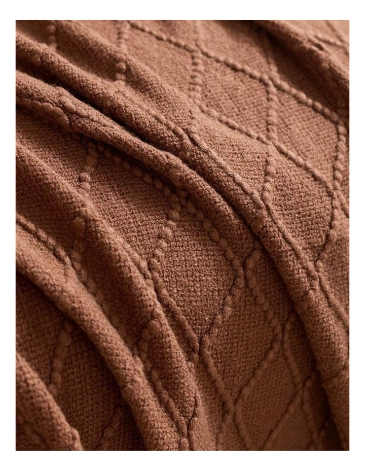 GIOIA CASA Micro Plush Diamond Knitted Throw in Brown image 2