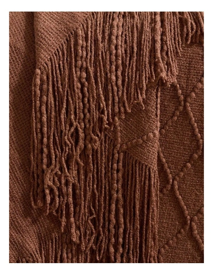 GIOIA CASA Micro Plush Diamond Knitted Throw in Brown image 3