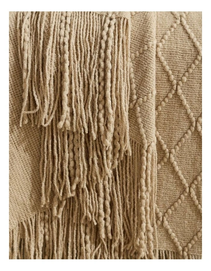 GIOIA CASA Micro Plush Diamond Knitted Throw in Natural image 3