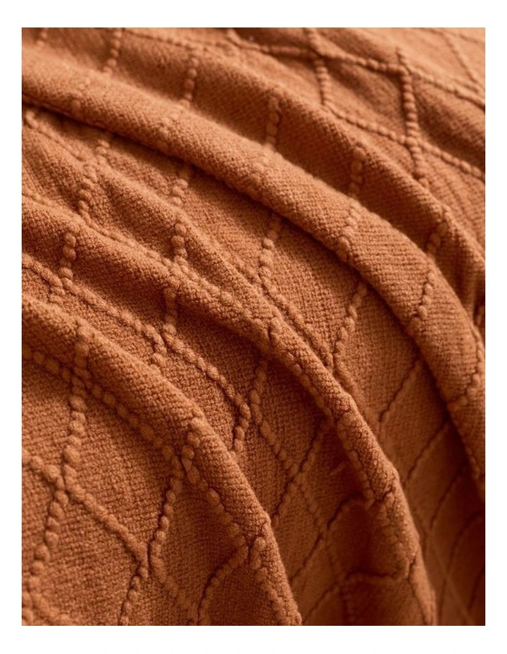 GIOIA CASA Micro Plush Diamond Knitted Throw in Terracotta image 2