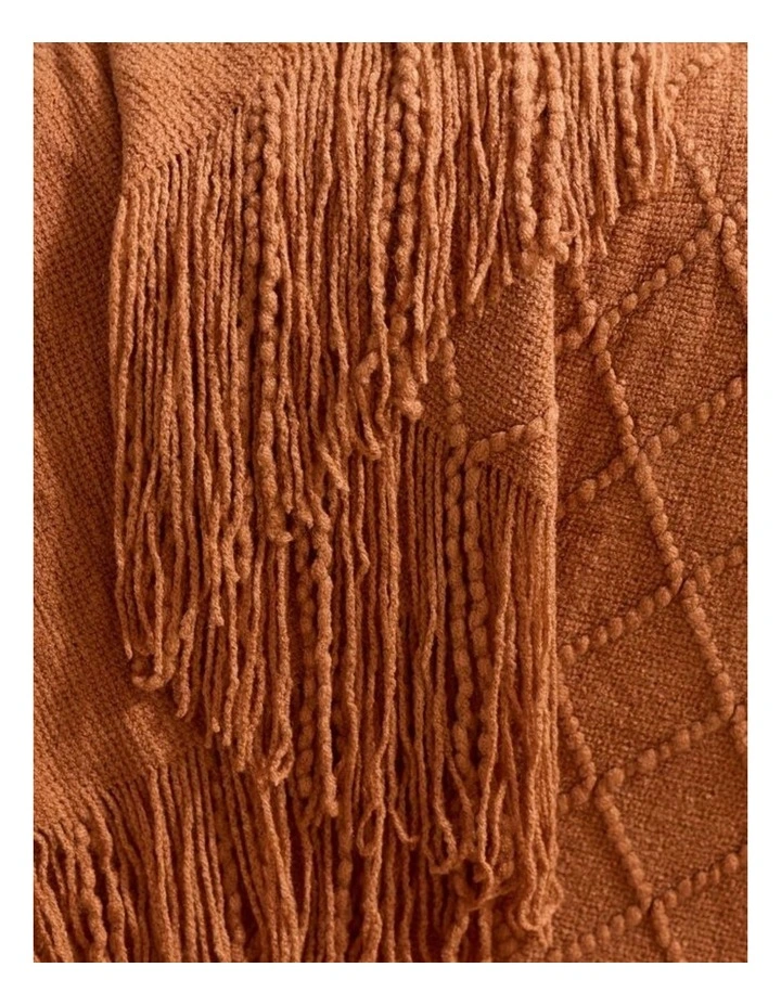 GIOIA CASA Micro Plush Diamond Knitted Throw in Terracotta image 3