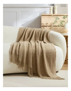 GIOIA CASA Micro Plush Knitted Woven Throw in Natural