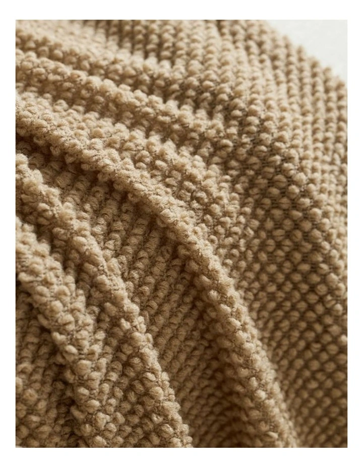 GIOIA CASA Micro Plush Knitted Woven Throw in Natural image 2