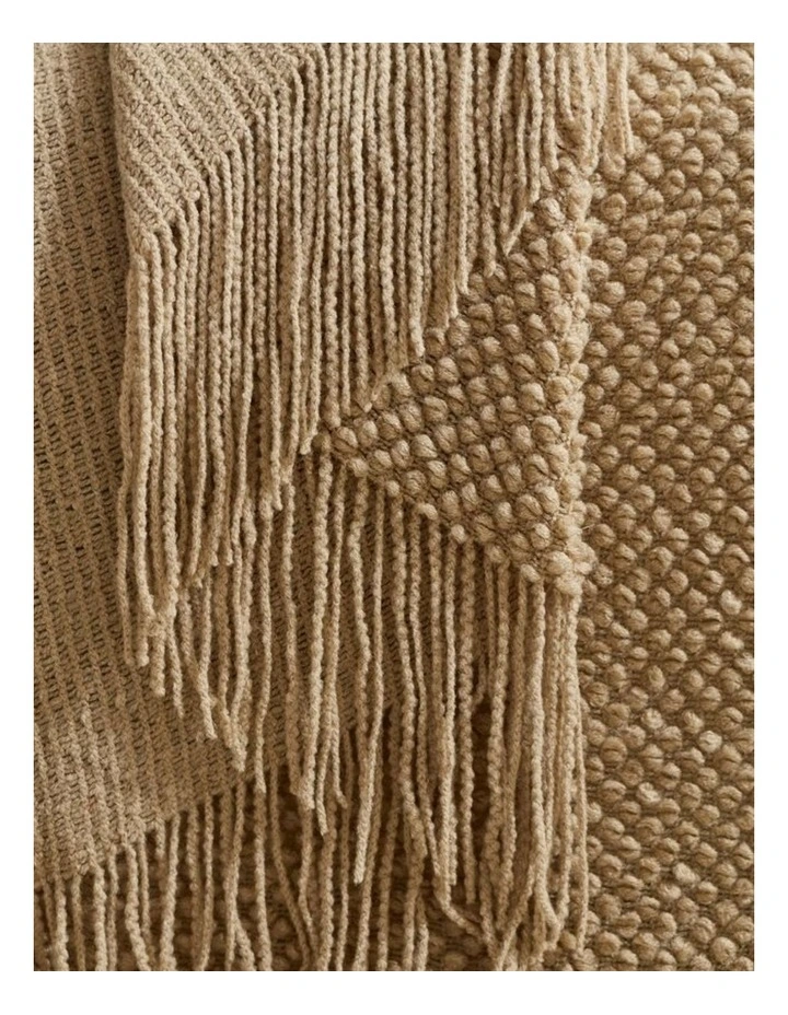 GIOIA CASA Micro Plush Knitted Woven Throw in Natural image 3
