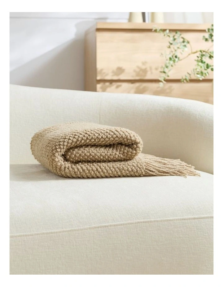 GIOIA CASA Micro Plush Knitted Woven Throw in Natural image 4