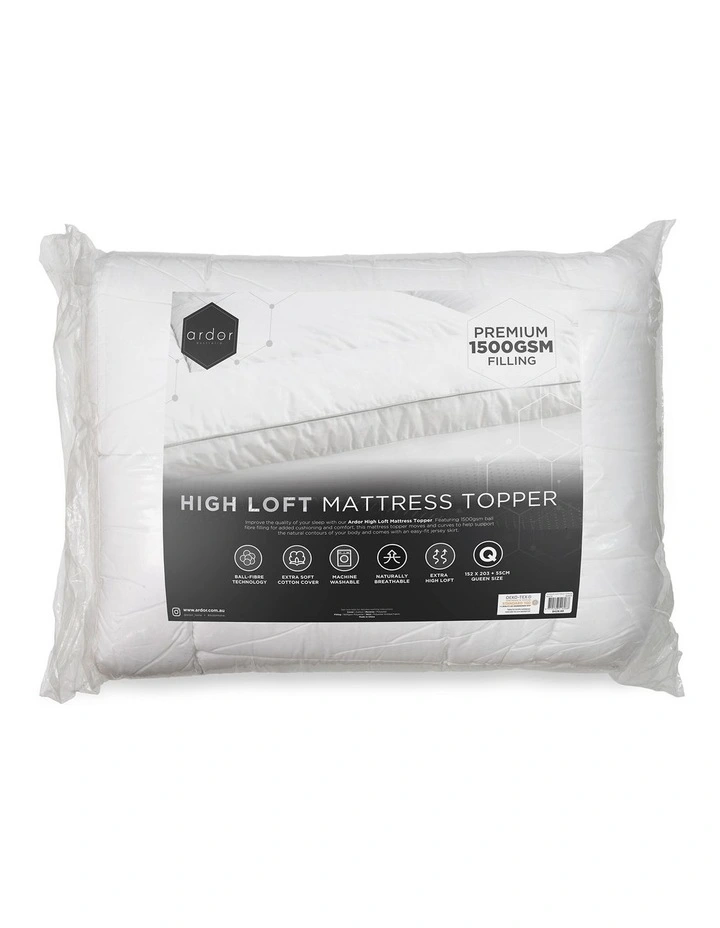 1500Gsm Ball Fibre Mattress Topper In White image 2