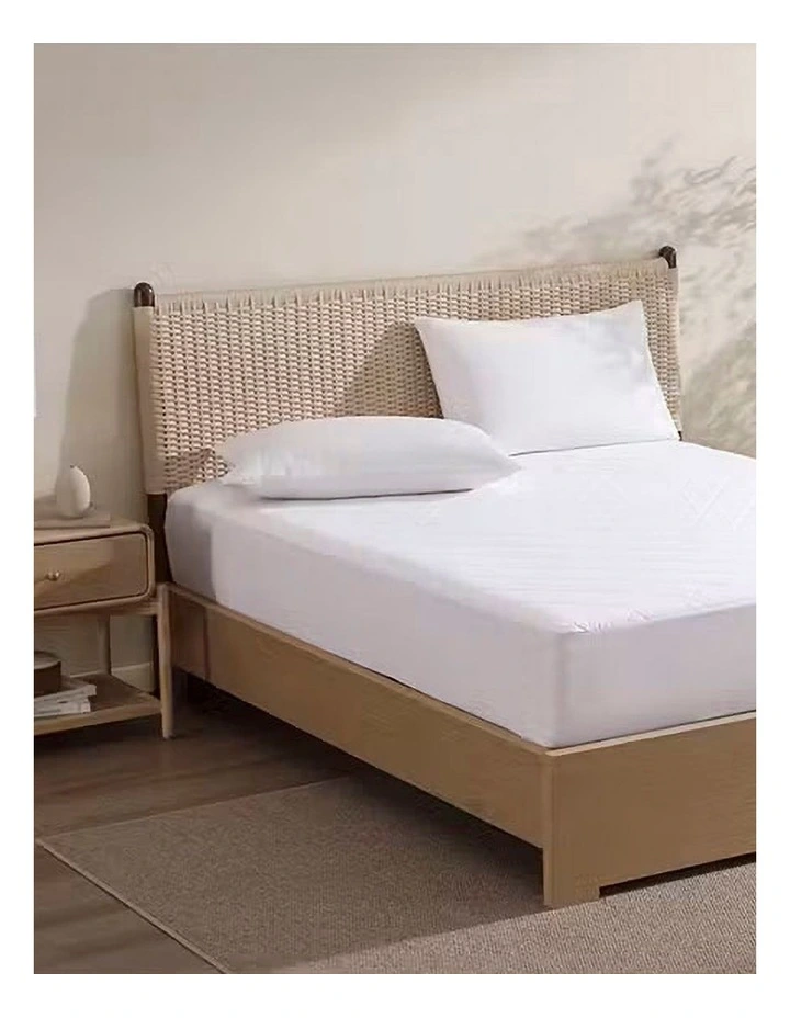 Cotton Mattress Protector In White image 1