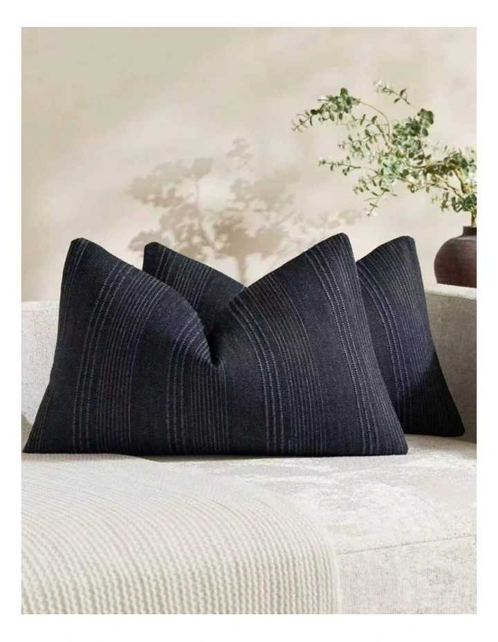GIOIA CASA Linen Blend Striped Cushion Covers in Blue 2 Pack (30x50cm) image 1