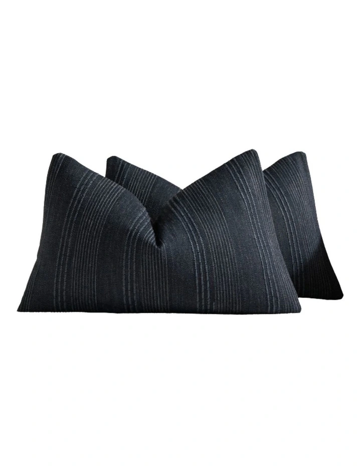 GIOIA CASA Linen Blend Striped Cushion Covers in Blue 2 Pack (30x50cm) image 4