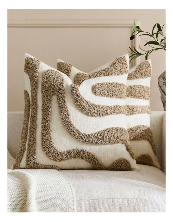 GIOIA CASA Tufted Wave Cushion Covers in Camel 2 Pack (45x45cm) image 1