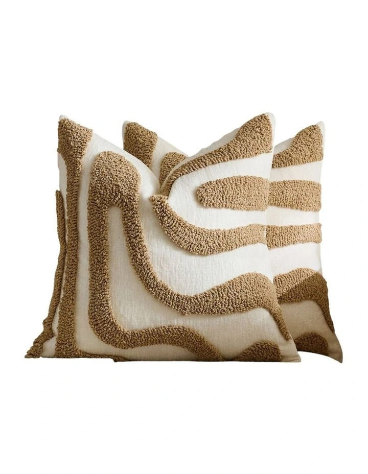 GIOIA CASA Tufted Wave Cushion Covers in Camel 2 Pack (45x45cm) image 4