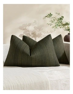GIOIA CASA Linen Blend Striped Cushion Covers in Olive 2 Pack (30x50cm)
