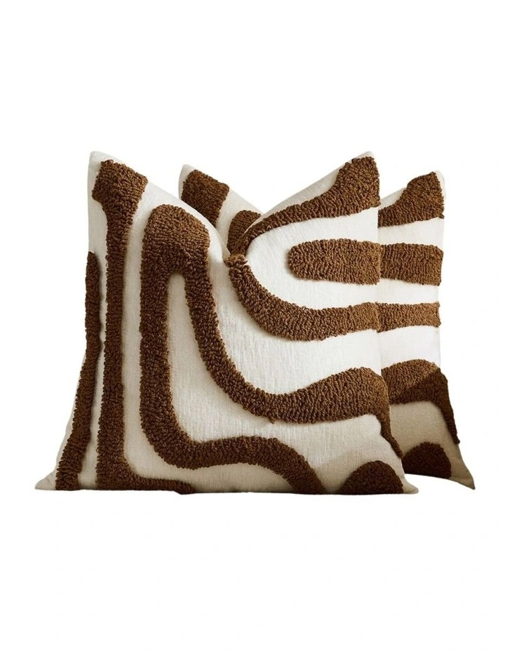 GIOIA CASA Tufted Wave Cushion Covers in Brown 2 Pack (45x45cm) image 4