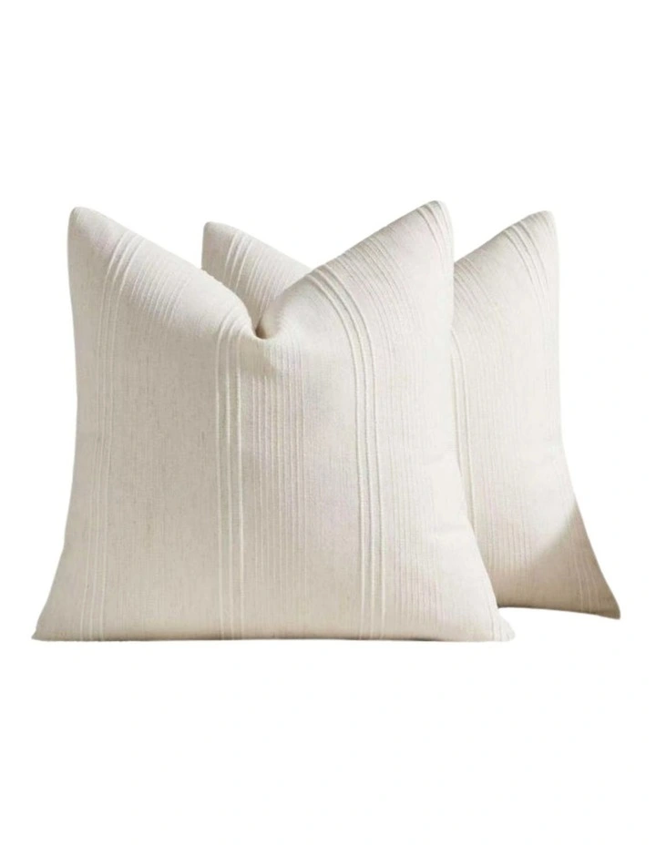 GIOIA CASA Linen Blend Striped Cushion Covers in Snow 2 Pack (45x45cm) image 4