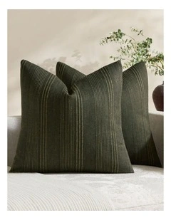 GIOIA CASA Linen Blend Striped Cushion Covers in Olive 2 Pack (45x45cm)