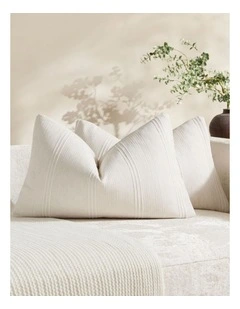 GIOIA CASA Linen Blend Striped Cushion Covers in Snow 2 Pack (30x50cm)