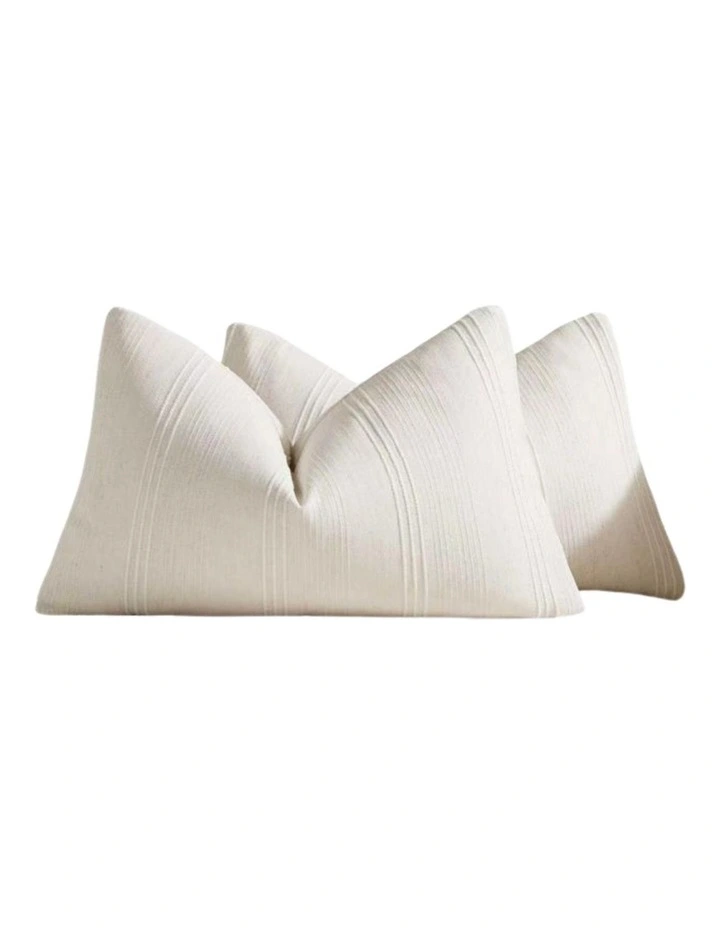 GIOIA CASA Linen Blend Striped Cushion Covers in Snow 2 Pack (30x50cm) image 4