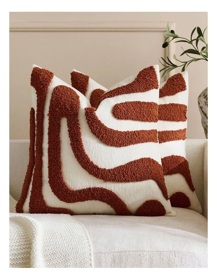 GIOIA CASA Tufted Wave Cushion Covers in Rust 2 Pack (45x45cm) image 1