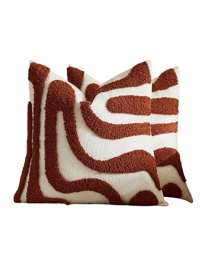 GIOIA CASA Tufted Wave Cushion Covers in Rust 2 Pack (45x45cm) image 4