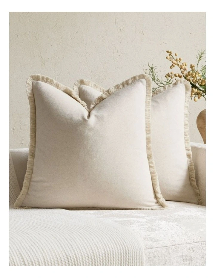 GIOIA CASA Linen-Cotton Cushion Covers with Tassels in Linen 2 Pack (45x45cm) image 1