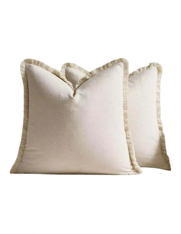 GIOIA CASA Linen-Cotton Cushion Covers with Tassels in Linen 2 Pack (45x45cm) image 4