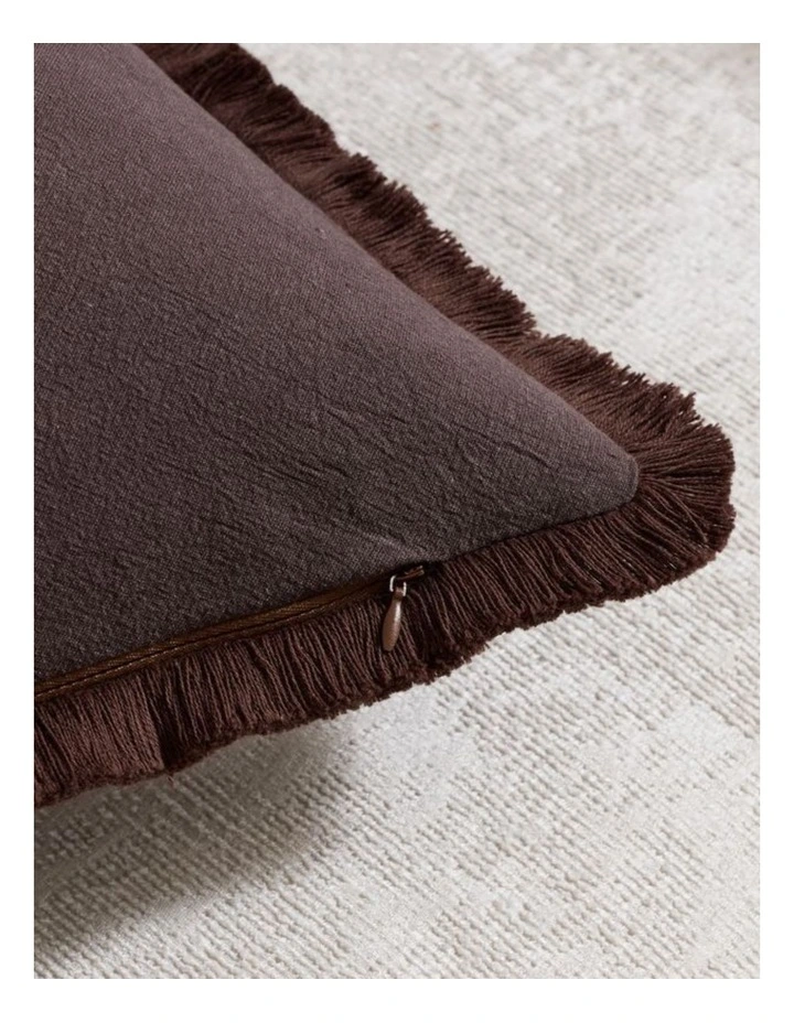 GIOIA CASA Linen-Cotton Cushion Covers with Tassels in Dark Brown 2 Pack (45x45cm) image 3