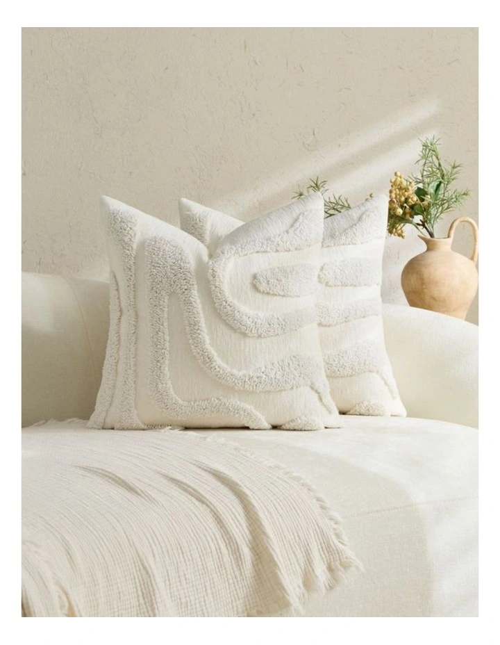 GIOIA CASA Tufted Wave Cushion Covers in Snow 2 Pack (45x45cm) image 1