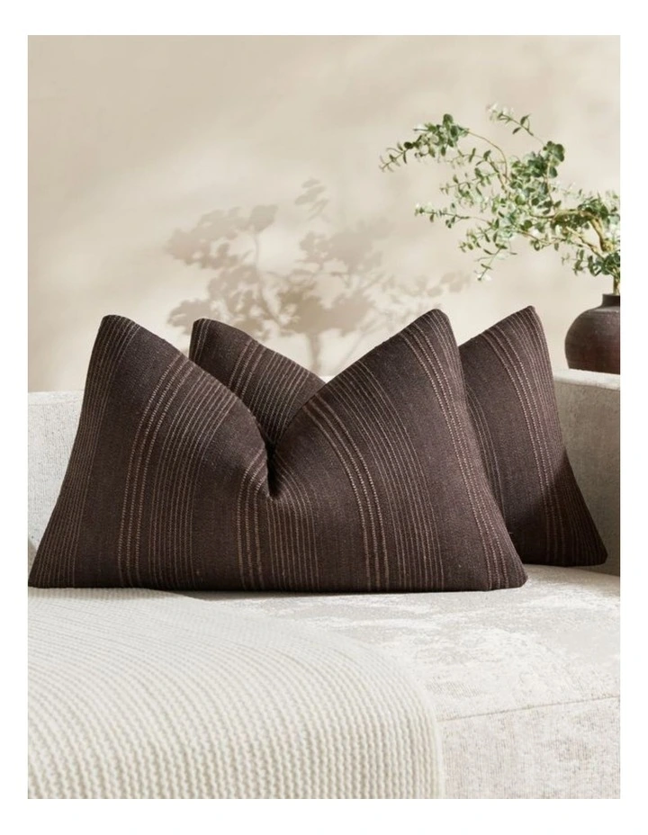 GIOIA CASA Linen Blend Striped Cushion Covers in Dark Brown 2 Pack (30x50cm) image 1