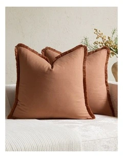 GIOIA CASA Linen-Cotton Cushion Covers with Tassels in Terracotta 2 Pack (45x45cm)