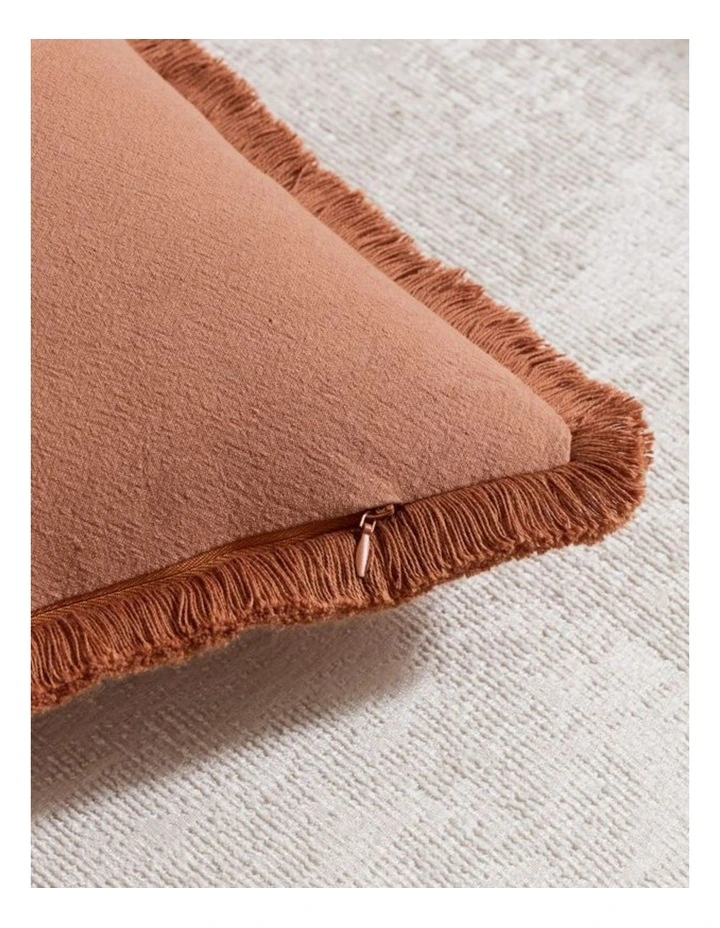 GIOIA CASA Linen-Cotton Cushion Covers with Tassels in Terracotta 2 Pack (45x45cm) image 3